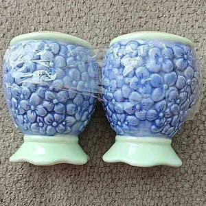 Pfaltzgraff Summer Floral Blue Ceramic‎ Vases